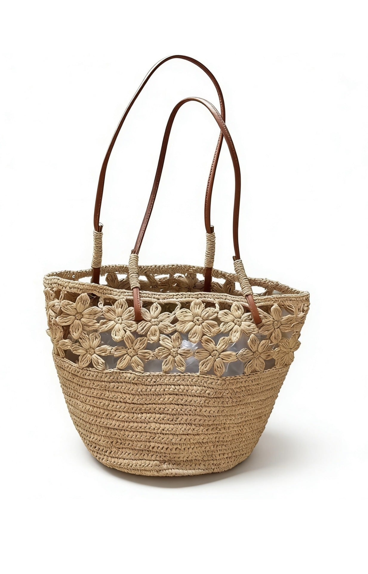Women's Raffia Hook Flower Straw Seaside Vacation Beach Shoulder Bags