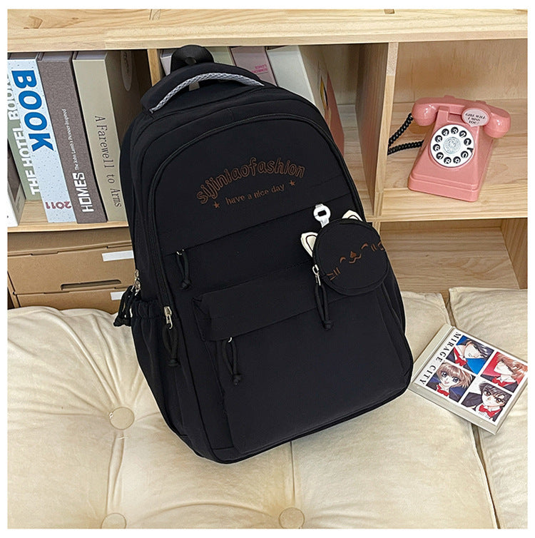 Junior's Female College Solid Color Large Capacity Class Women's Backpack