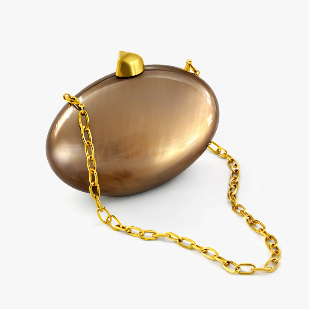 Women's Beige Semicircle Acrylic Clutch Wedding Fashion Bags