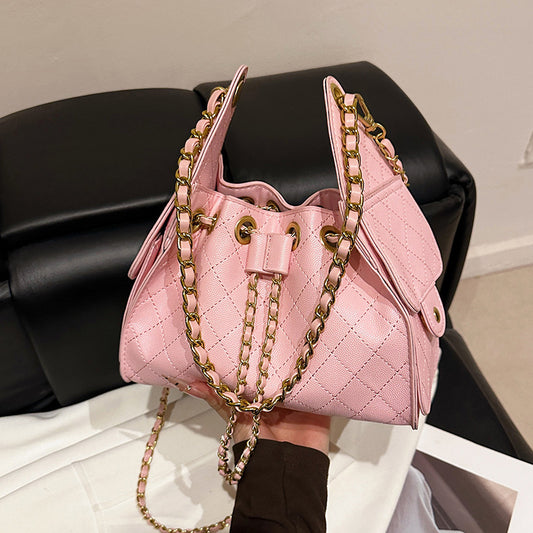 Daily Feeling Rhombus Drawstring Female Classic Bucket Bag