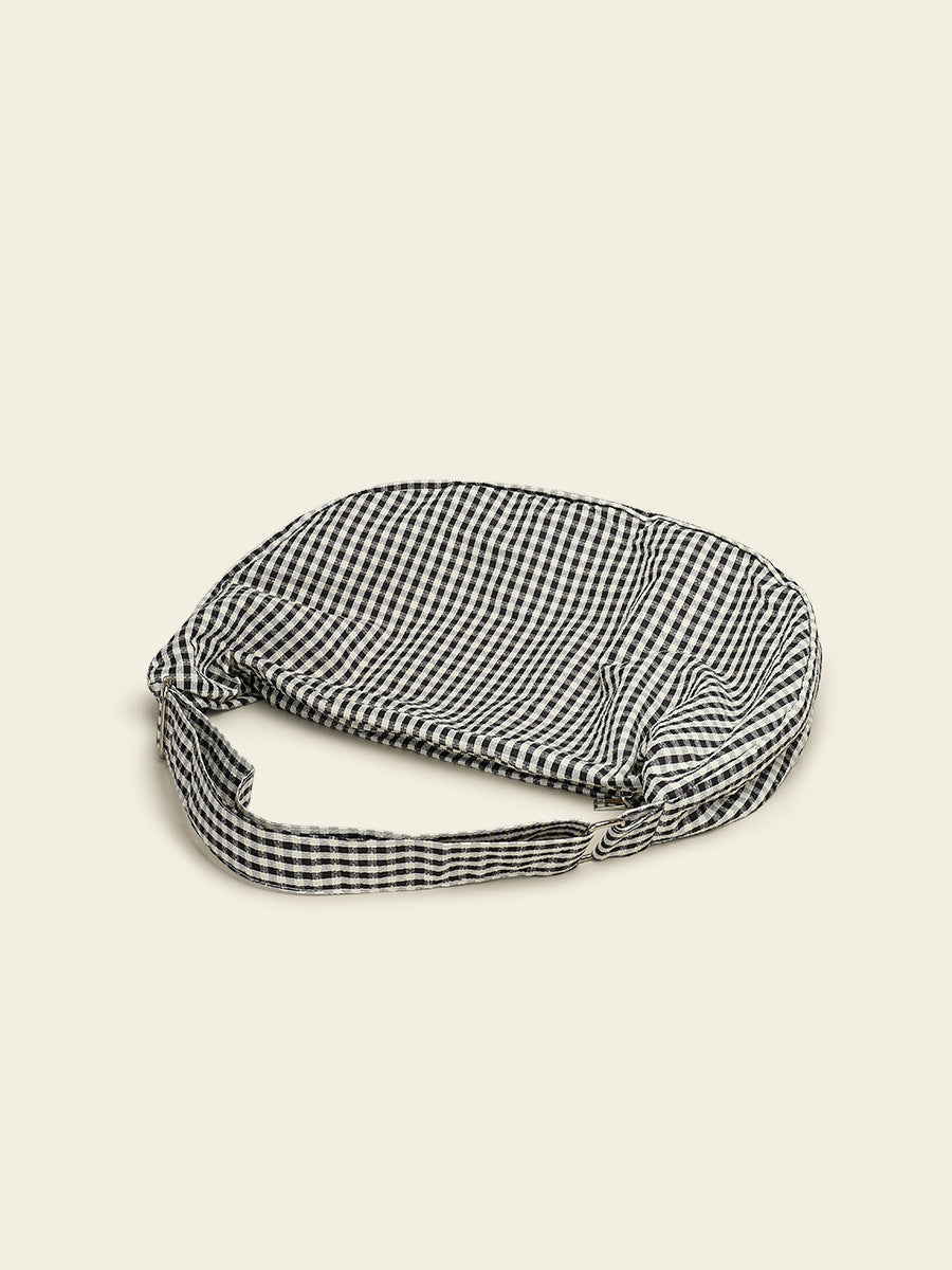 Women's Zip Canvas Niche Plaid Wide Strap Women's Messenger Bag