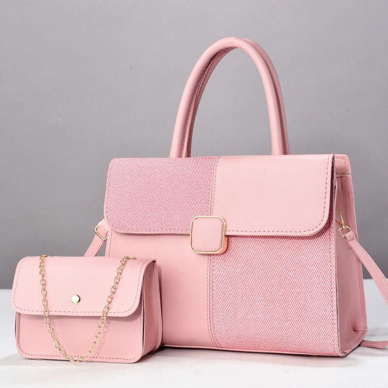 Fixed Large Capacity Contrast Color Embossed Fashion Handbags