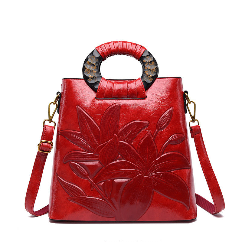 Women's Ethnic Style Big Flower Fashion Portable Women's Shoulder Bag