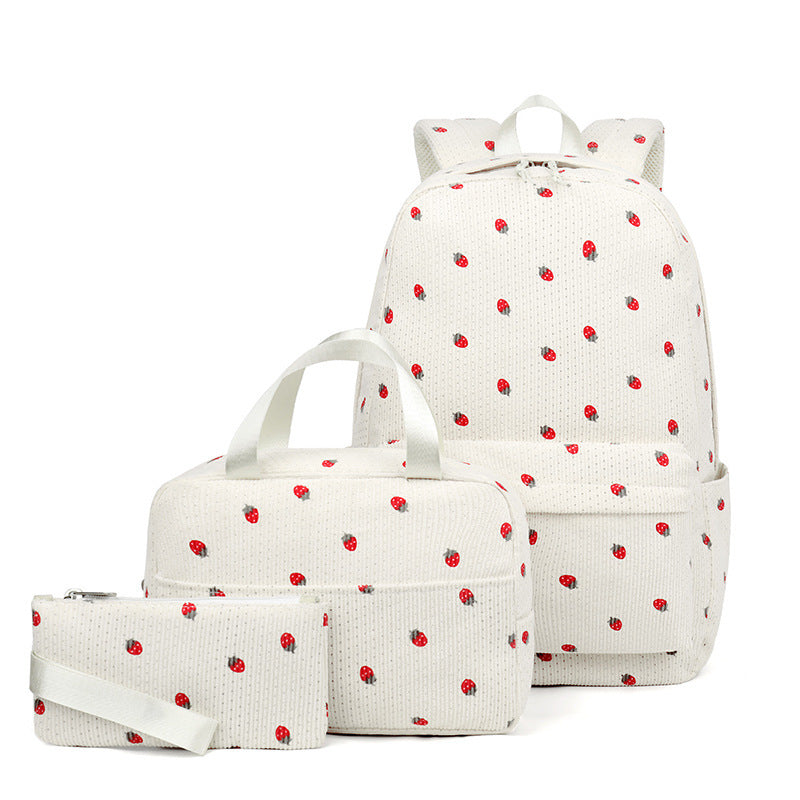 Corduroy Printed Computer Blue Girlish Primary Backpacks