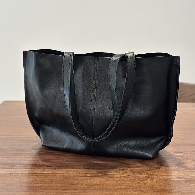 Women's Portable Big First Layer Cowhide Simple Large Capacity Totes Women's Shoulder Bag