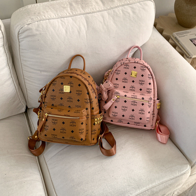 Korean Style Fashionable Retro Classic Presbyopic Letter Backpacks