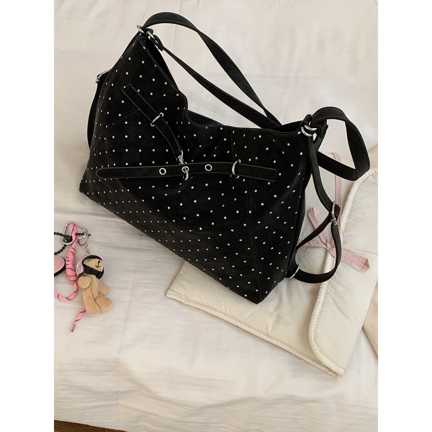 Women's Korean Underarm Commuter Polka Dot Tote Bag