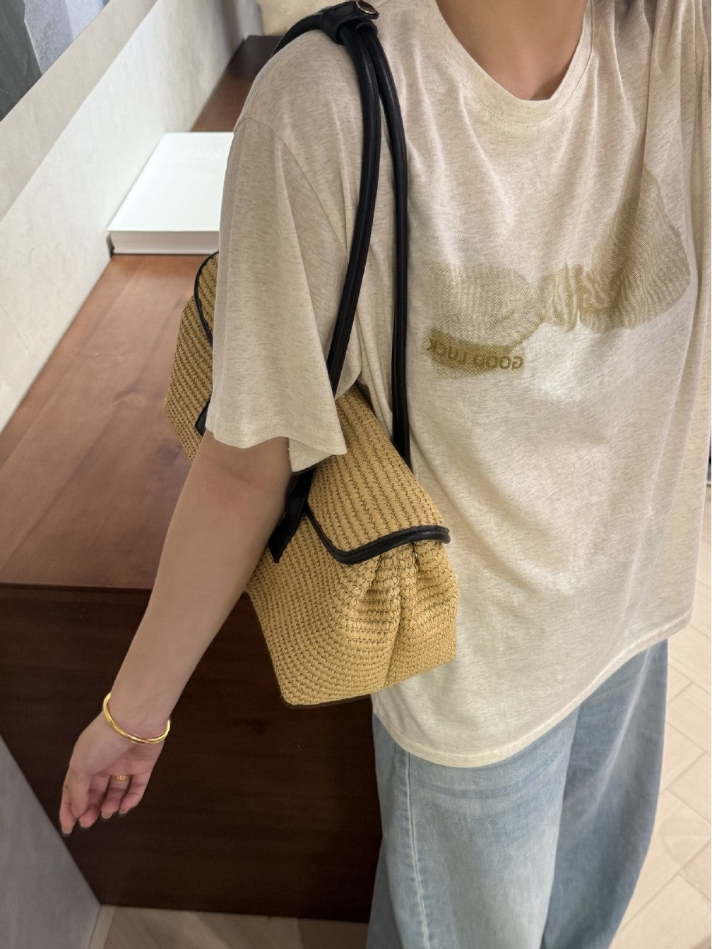 High-grade Raffia Baguette Big Simple Underarm Tote Bag