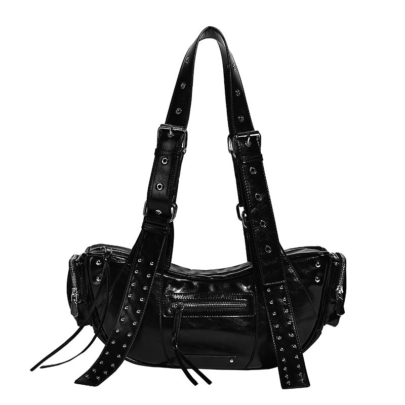 Trendy Retro Motorcycle Soft Leather Large Capacity Super Cool Waste Bags