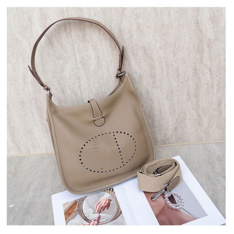 Women's First Layer Cowhide Large Capacity Hollow Bags