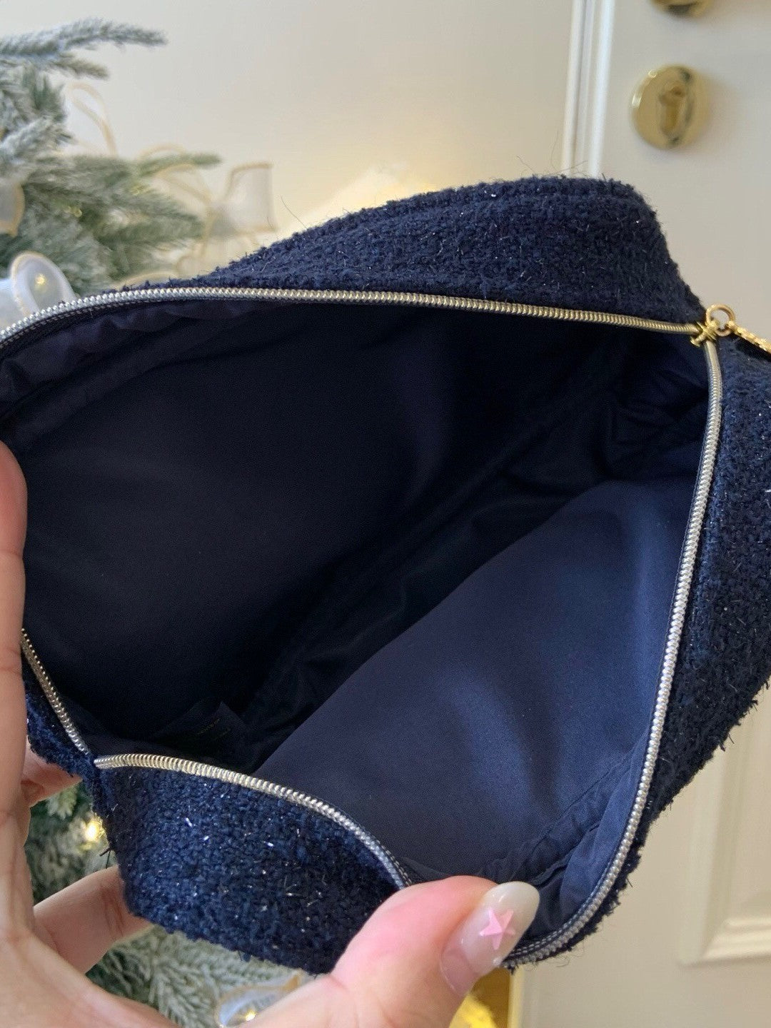 Christmas Limit Matching Camellia Chain Tag Gold Thread Portable Makeup Bag