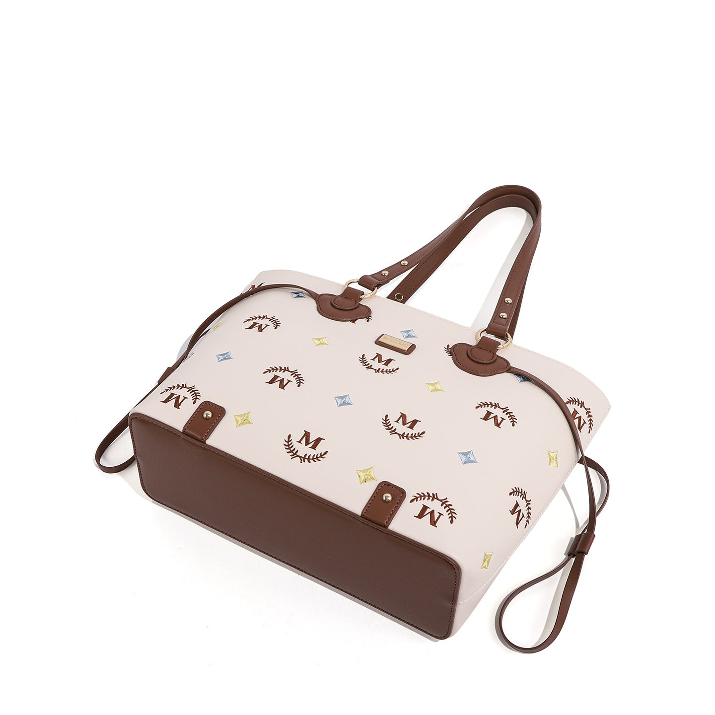 Beige Vintage Embroidery Son Mother Large Shoulder Bags