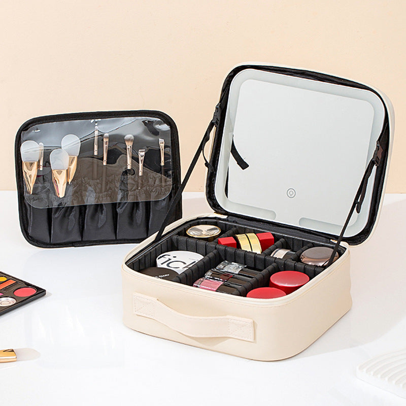 Box With Light Mirror Large Capacity High-grade Makeup Bag