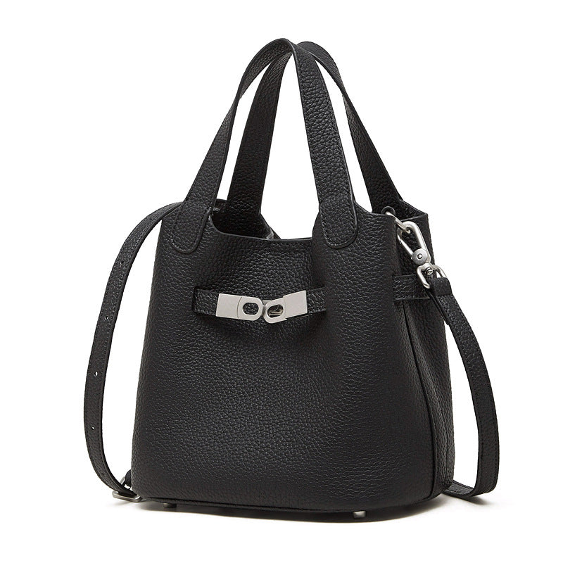 Women's First Layer Cowhide Retro Leisure Commute Large Capacity Tote Bags