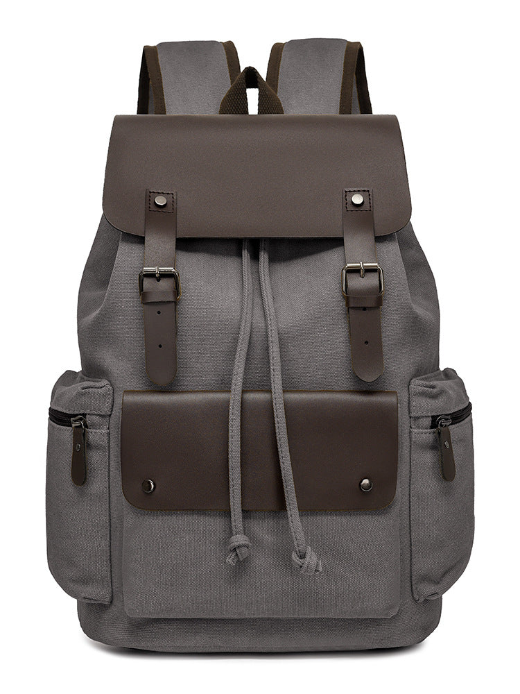 Men's Canvas Computer Personalized Fashion Drawstring Flip Retro Women's Backpack