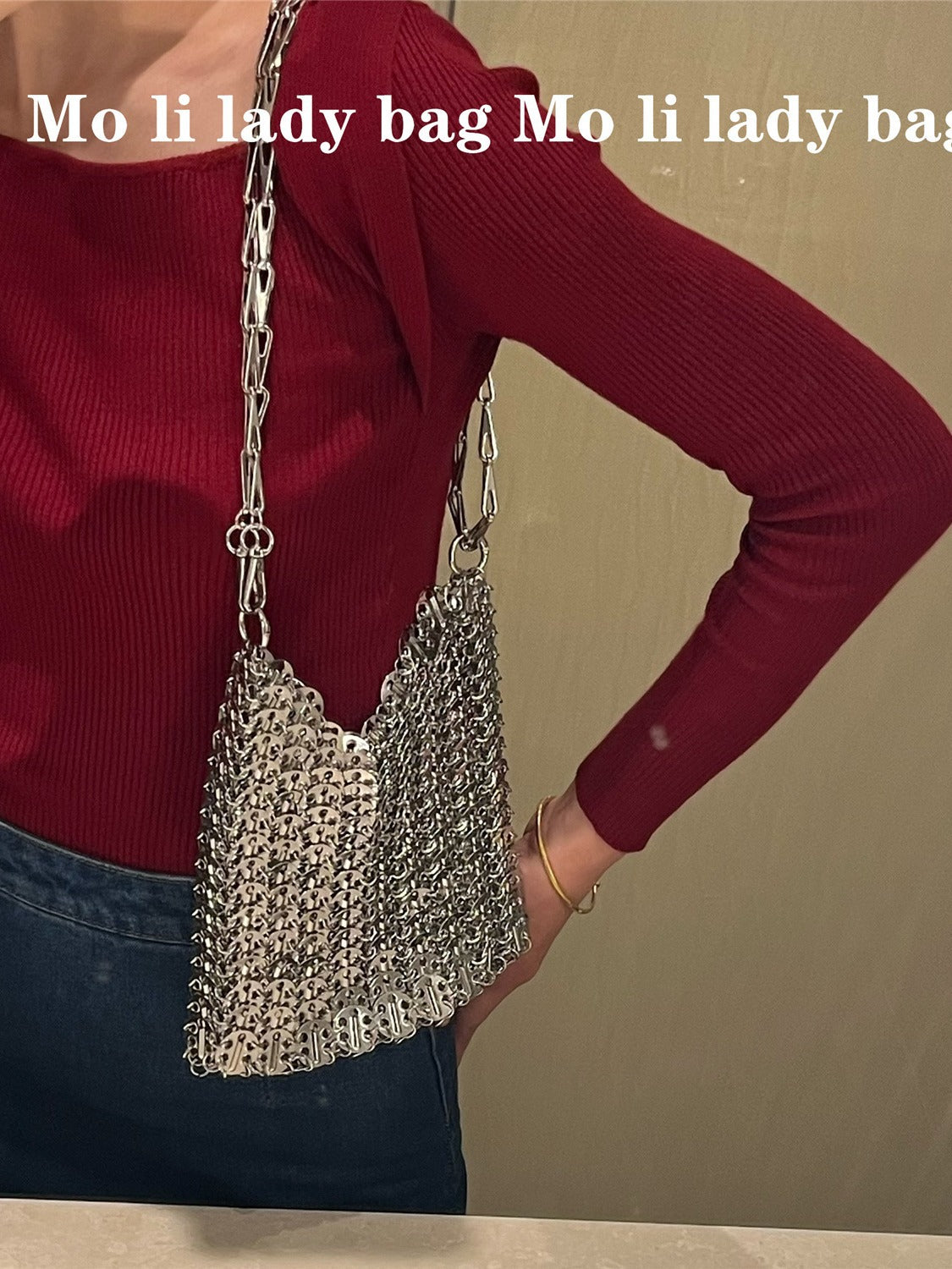 Retro Ancient Modern Popular Sier Shiny Metal Bags