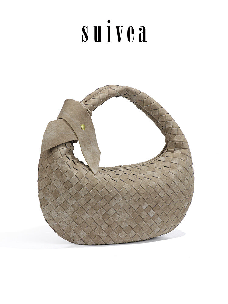 Suede Dumpling Hand-woven Knotted Clutch High-grade Underarm Bag