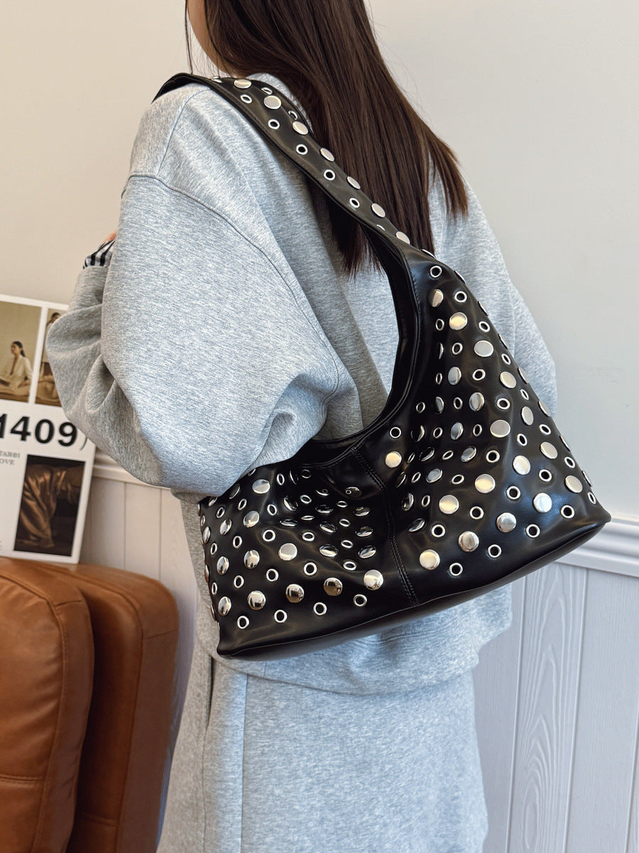 Women's Summer Cool Personality Dot Rivet Portable Underarm Bag