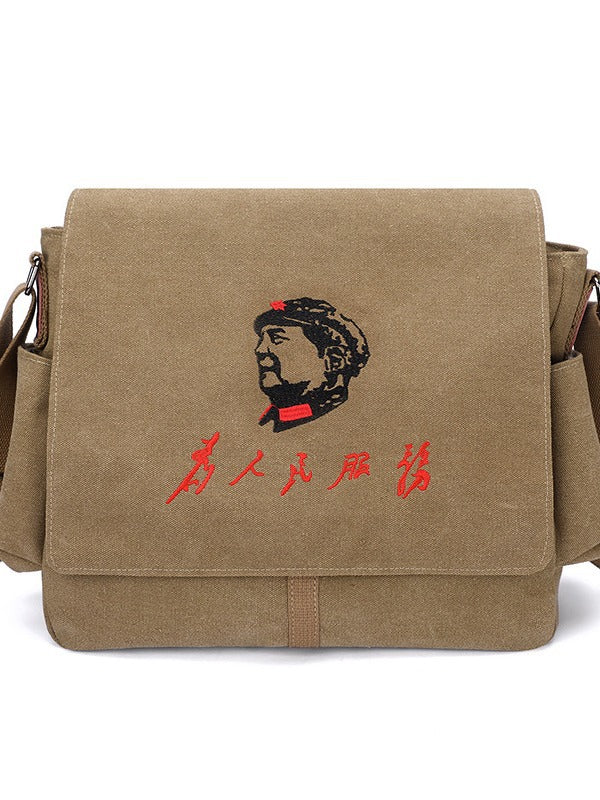 Men's People Retro Large Capacity Practical Red Star Shoulder Bags