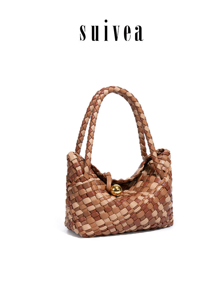 Matching Woven Vegetable Basket Hand-woven French Laziness Large Women's Messenger Bag