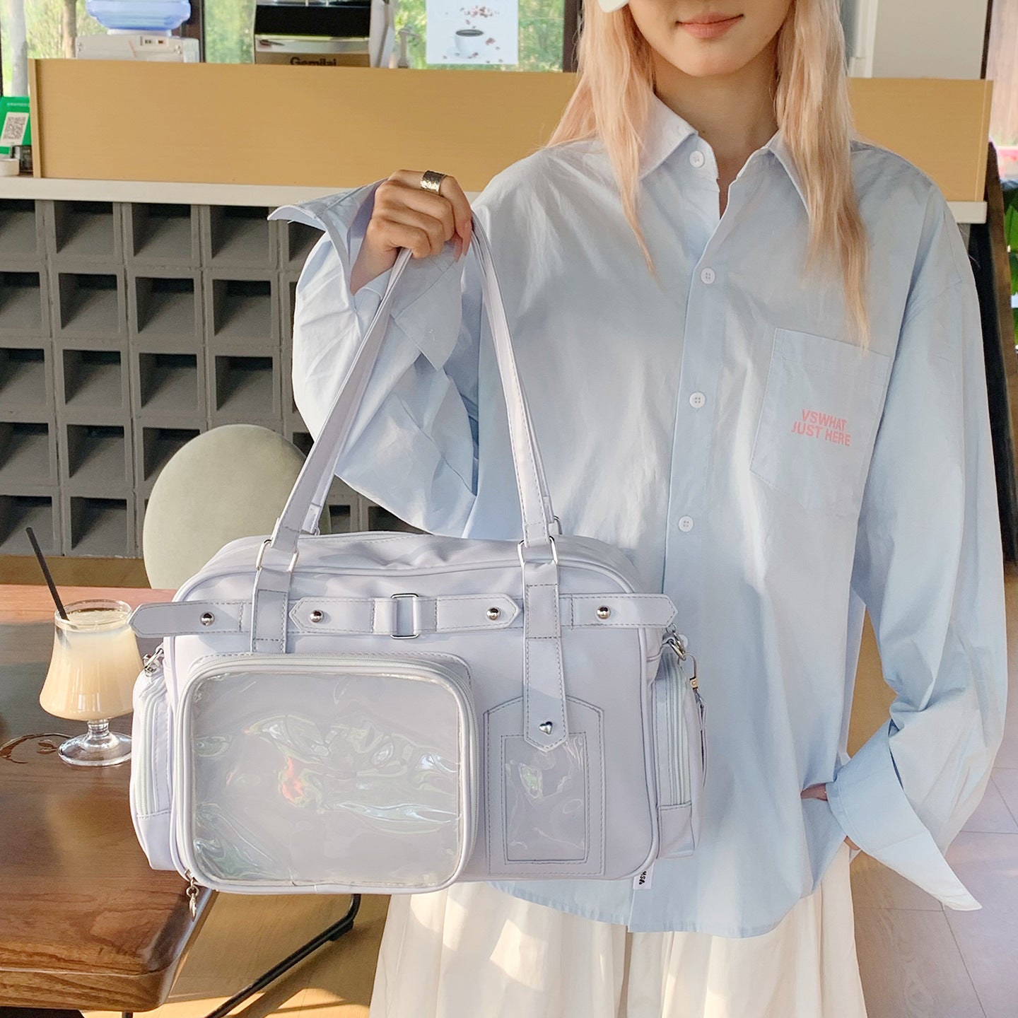 Bow College Style Uniform Two-dimensional Bar Women's Messenger Bag
