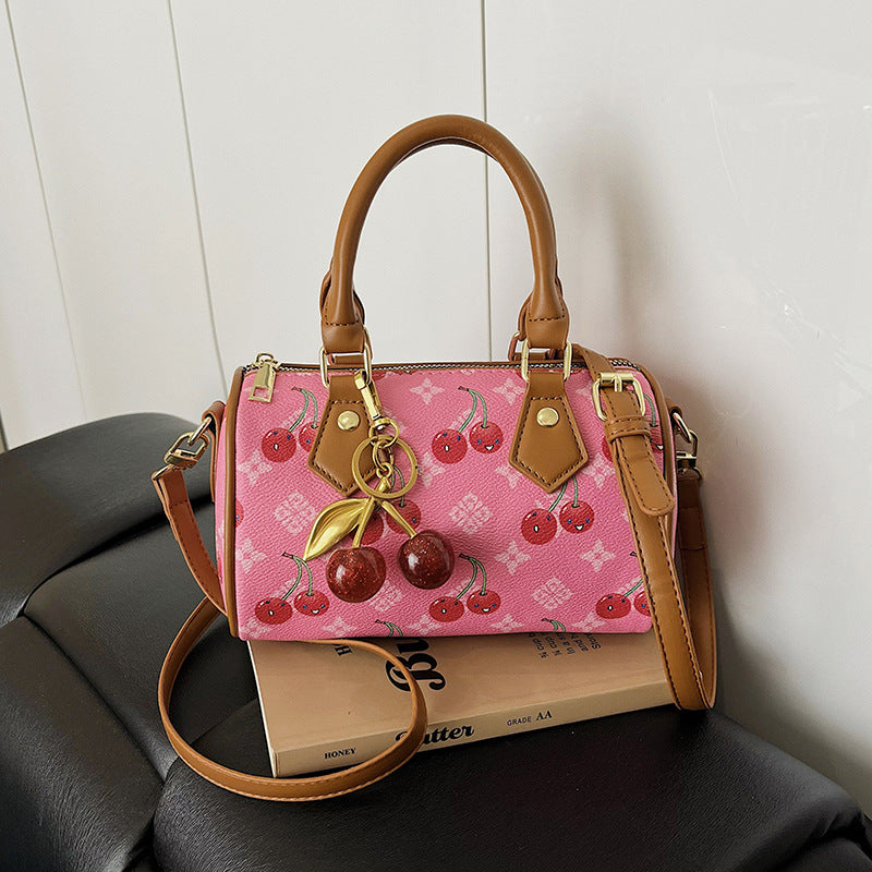 Women's Cute Cherry Print Boston Pillow Fashion Bags