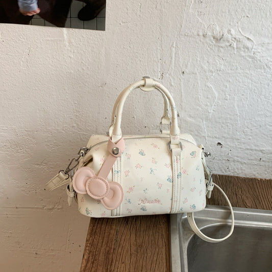 Women's Korean Style Floral Bow Portable Boston Good-looking Super Bags