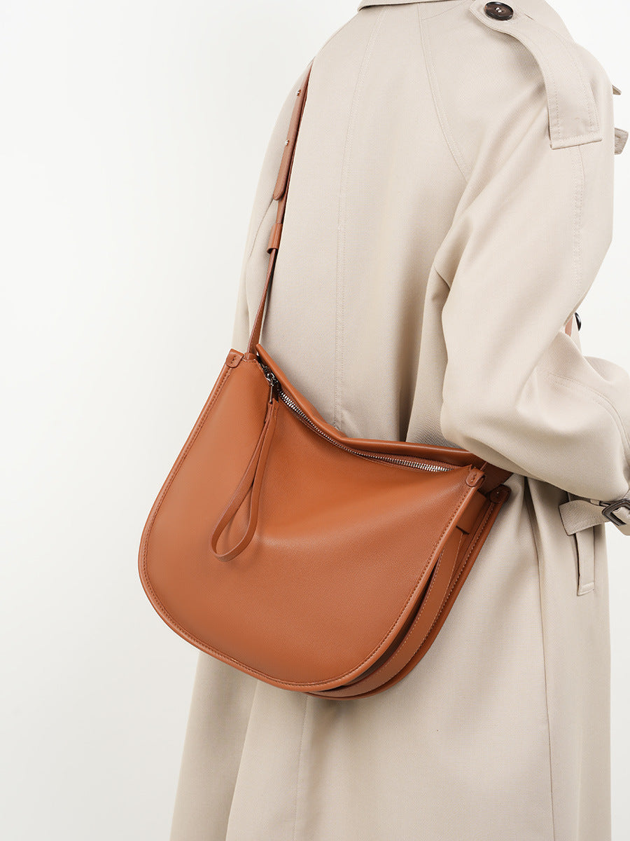 Style Minimalist Comfortable Soft Leather Cowhide Commuter Tote Bags