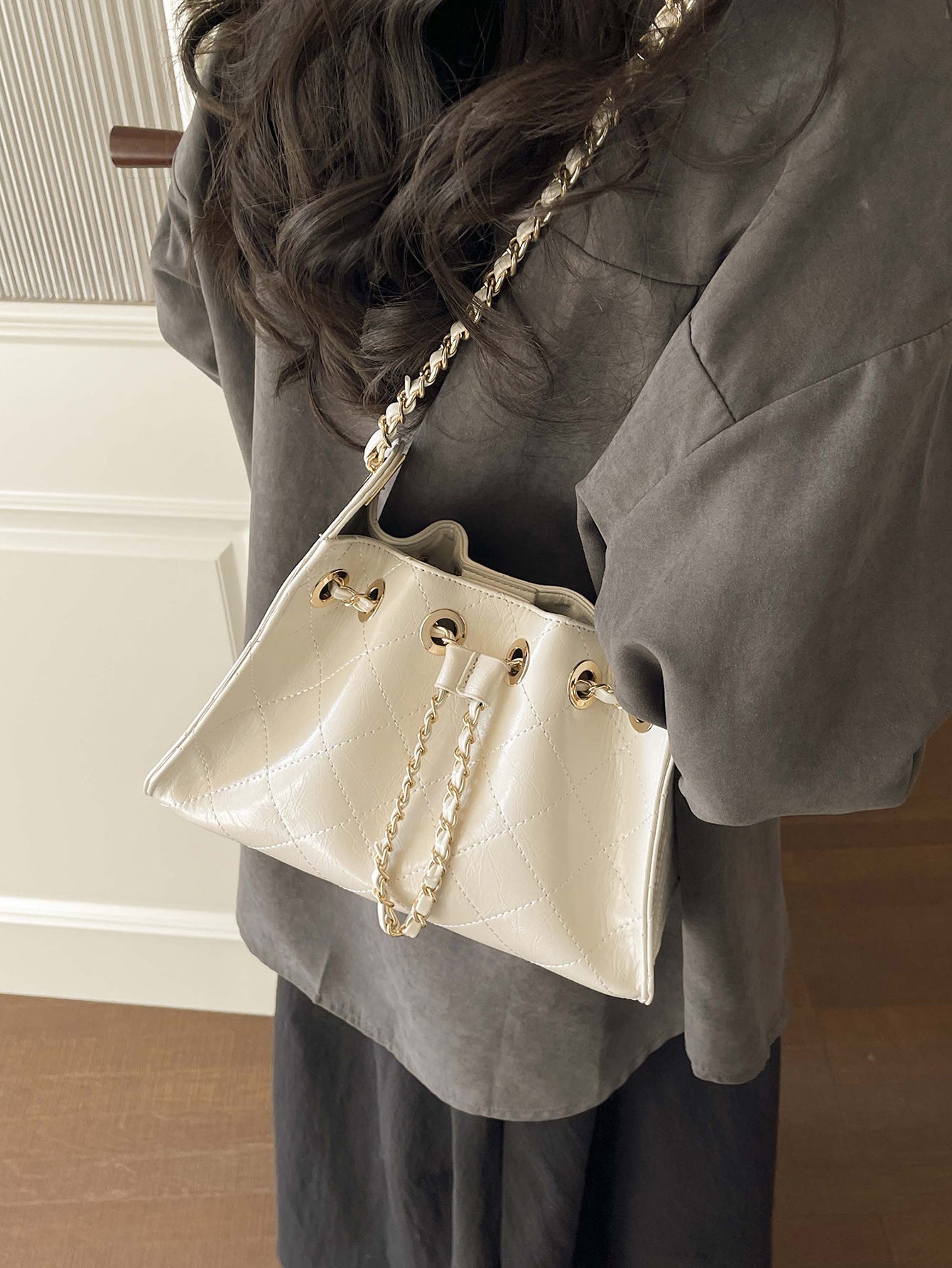 Women's Version Of Style Rhombus Chain Light Luxury Fashion Bucket Bags