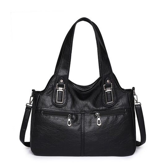 Women's Soft Leather Large Capacity Female Simple Mom Style Handbags