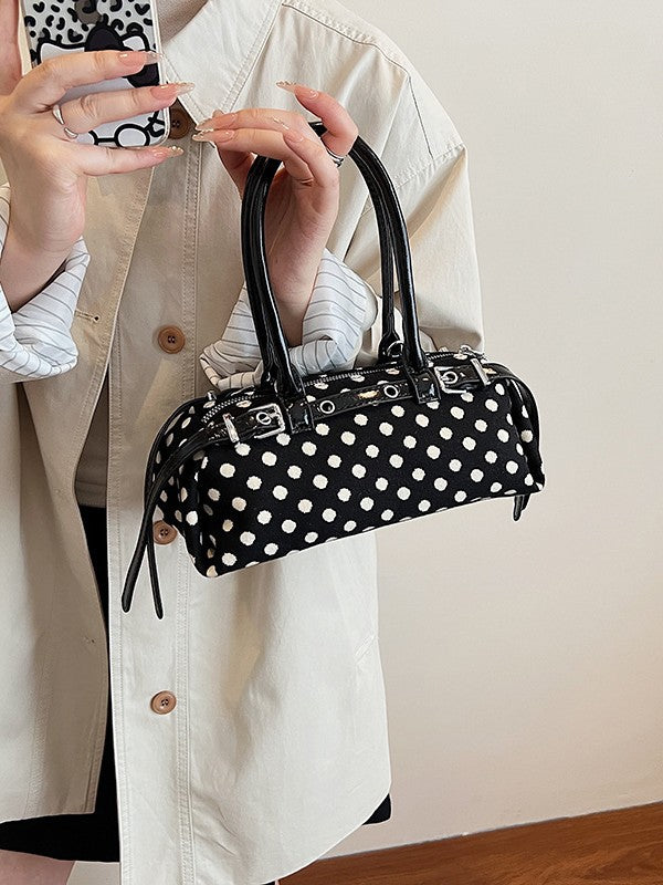 Women's High Texture Trendy Polka Dot Top Handled Baguette Pillow Bags