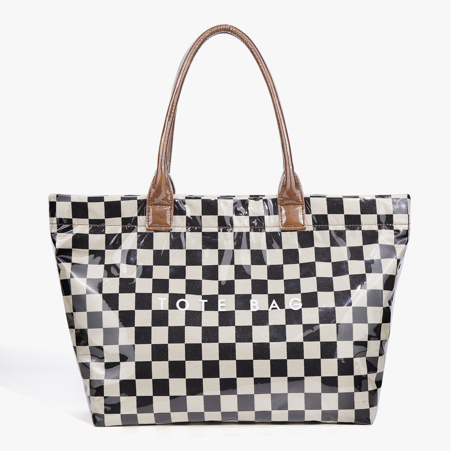 Women's Retro Chessboard Plaid Commuter Large Capacity Transparent Bags