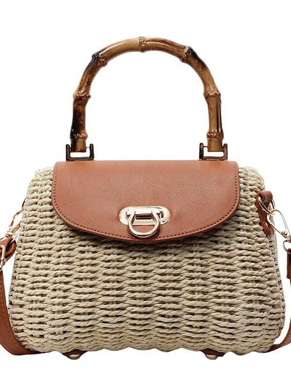 Women's Mori Style Retro Straw Woven Bamboo Vacation Bags