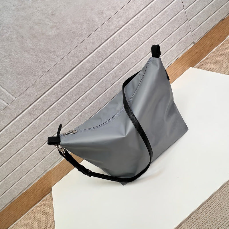 Women's French Large Capacity Nylon Chic Cowhide Women's Shoulder Bag