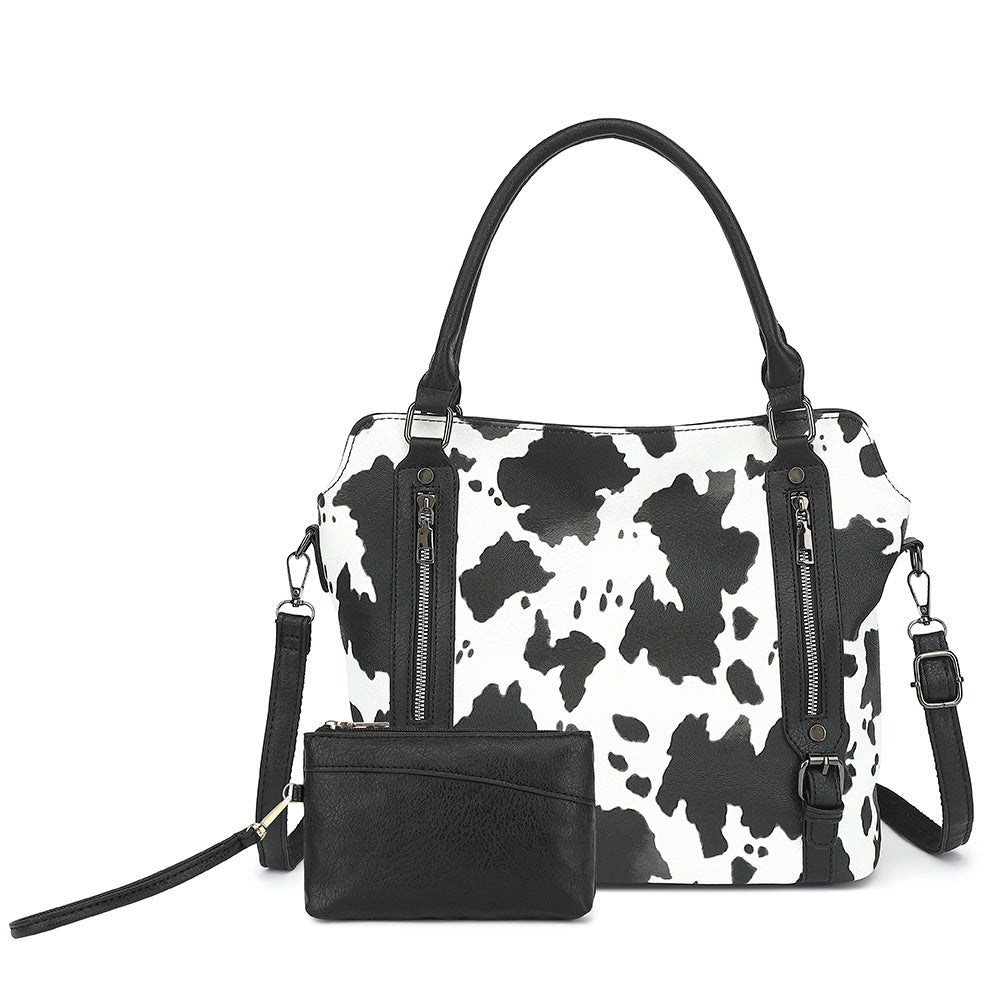 Women's Fashionable Retro Commuter Milk Pattern Son Bags