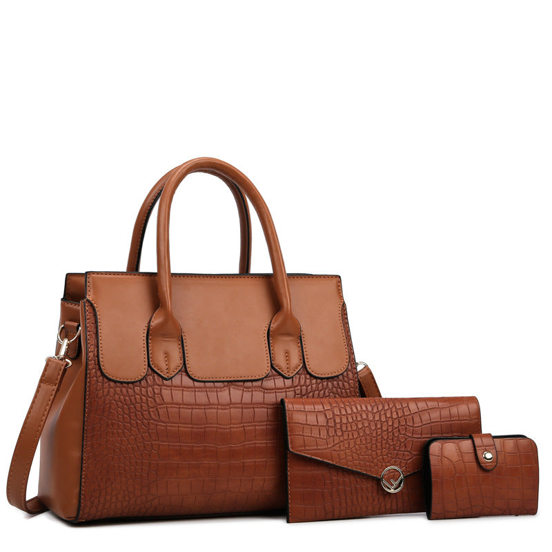 Women's Capacity Stone Pattern Contrast Color Mother Fashion Women's Handbag