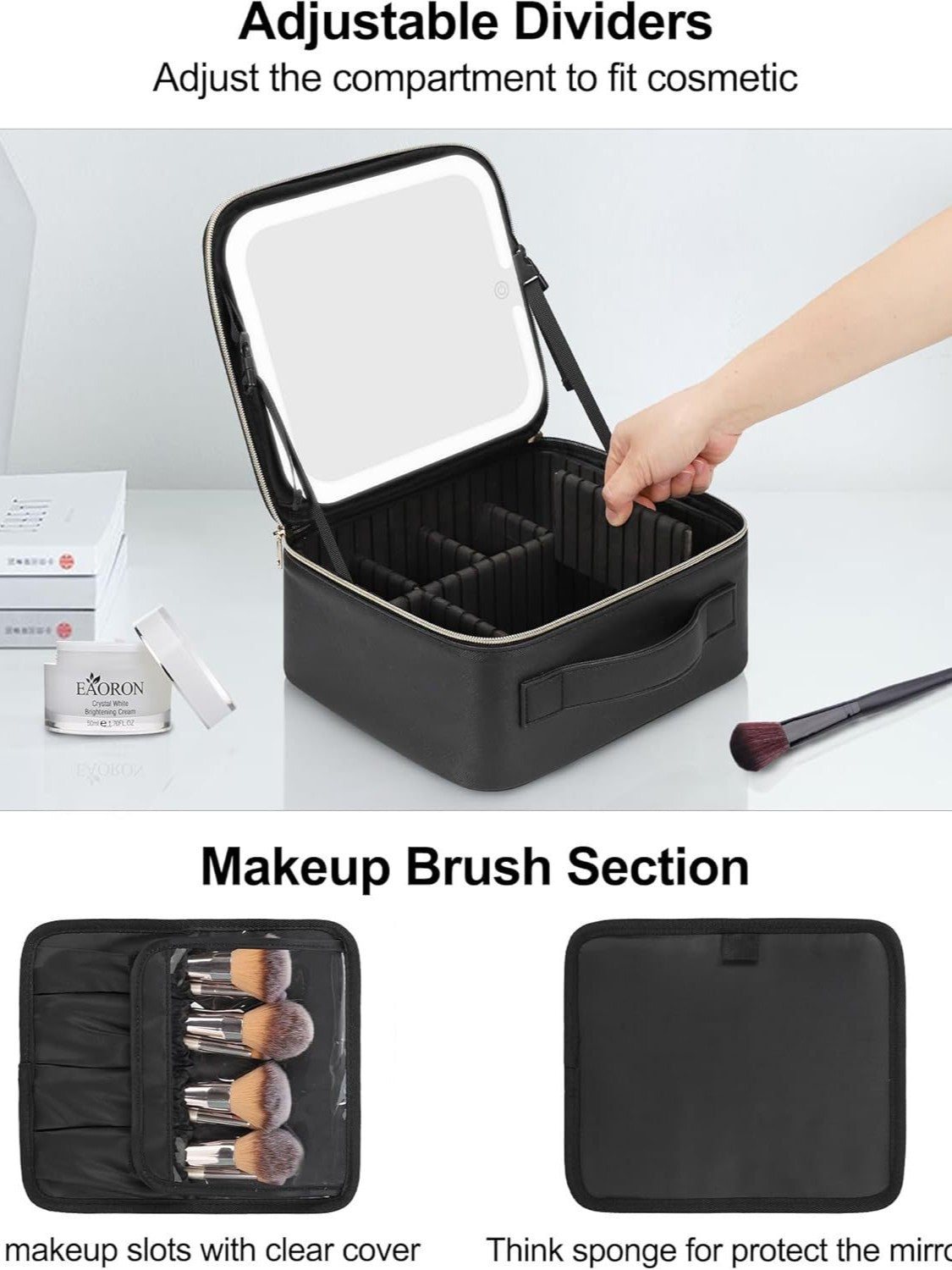 High-grade Large Capacity With Light Mirror Cosmetic Case