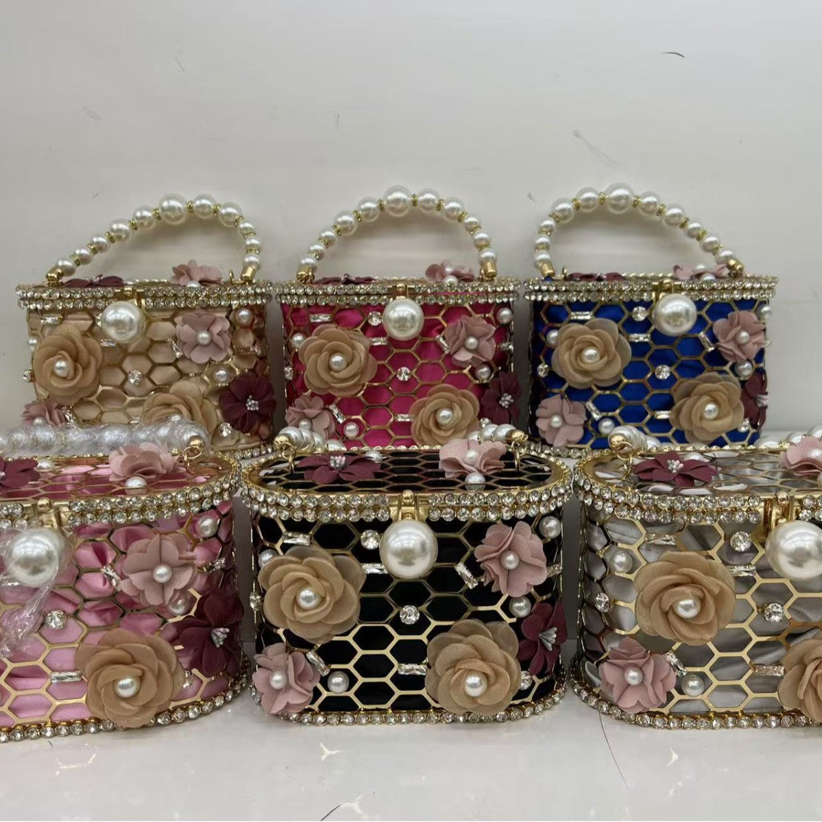 Women's Full Diamond Floral Decorations Portable Fashion Women's Messenger Bag
