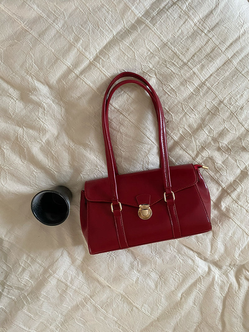 Women's Red Texture Bridal Graceful Large Capacity Underarm Bag