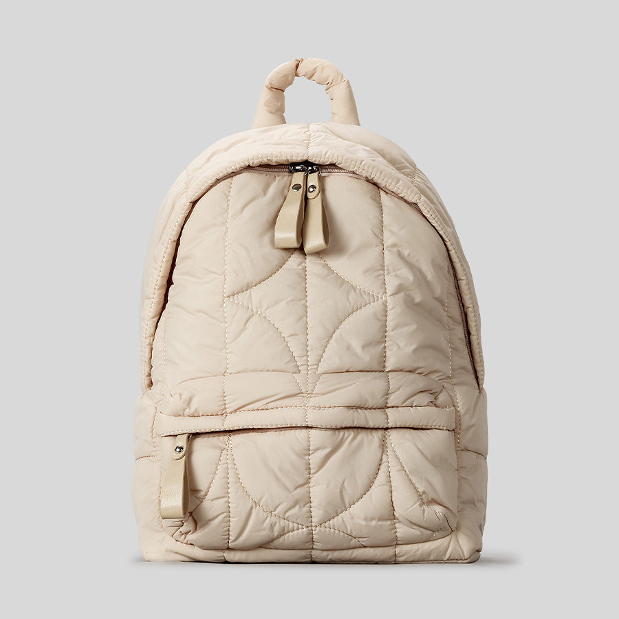 Women's Rhombus Quilted Feeding Cotton Nylon Puff Backpacks