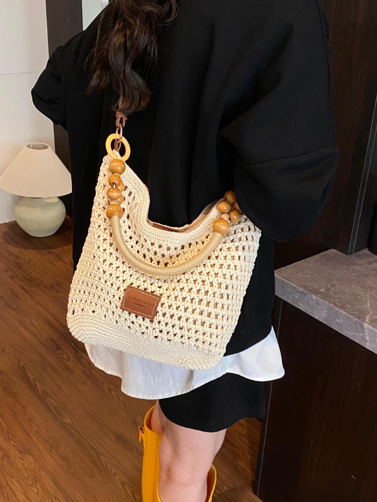 Women's Summer Popular Straw Large Capacity Seaside Play Beach Woven Tote Bag
