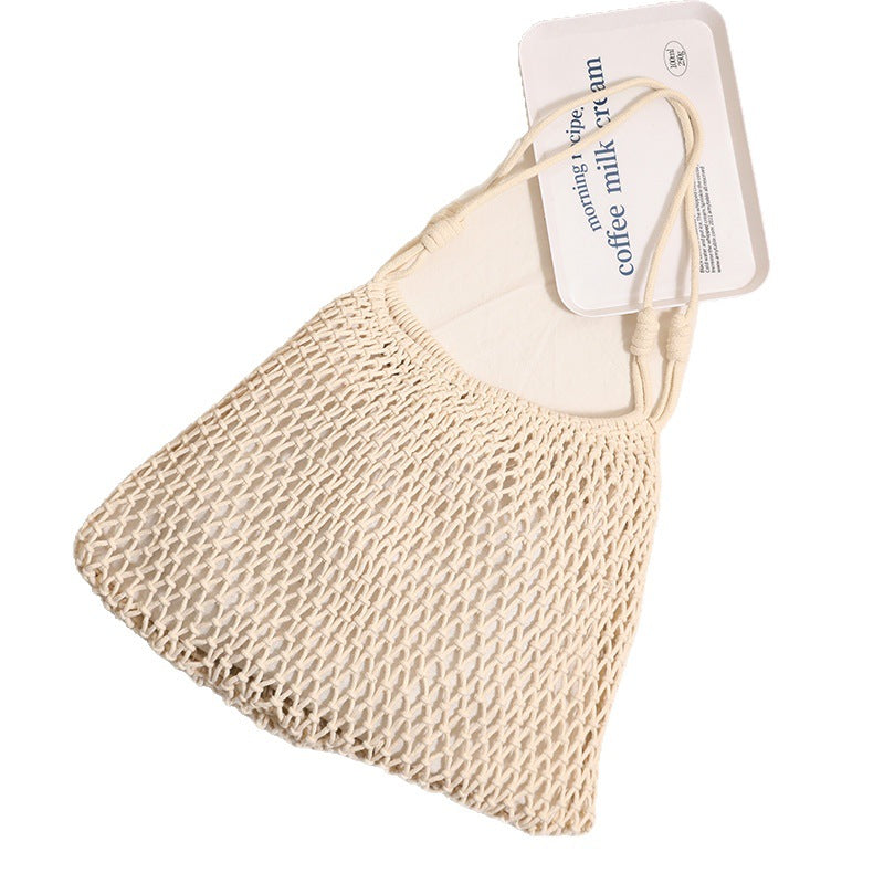 Fashion Fan-shaped Large Cotton Thread Woven Capacity Hollow Straw Seaside Women's Shoulder Bag