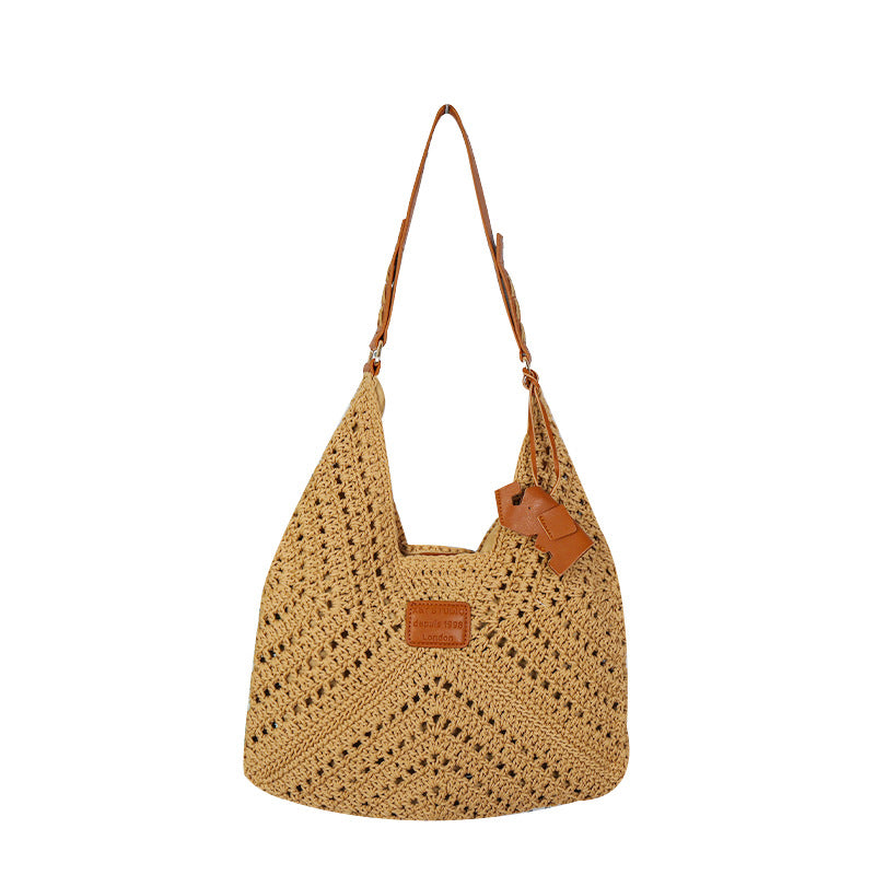 Elephant Cotton String Straw Summer Beach Drawstring Women's Handbag